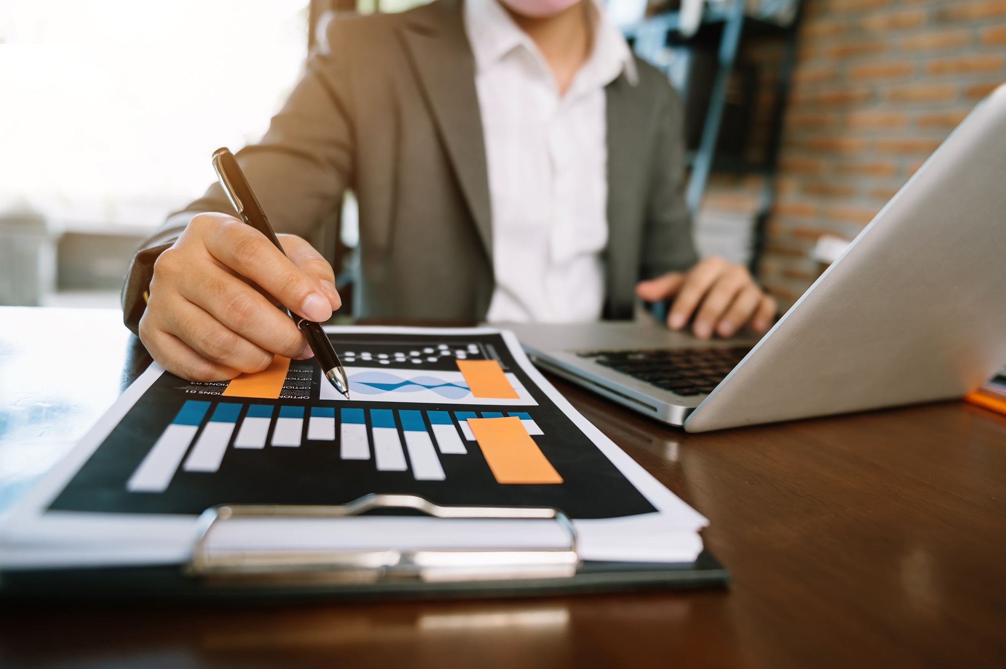 businessman working with digital tablet computer and smart phone with financial business strategy